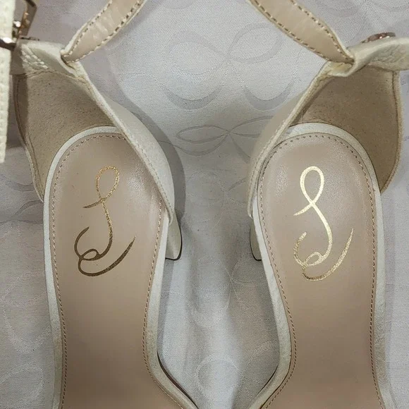 New Sam Edelman Yaro Ivory Satin Block Heel Sandal‎ 10 W Event Wedding Formal - Picture 5 of 8